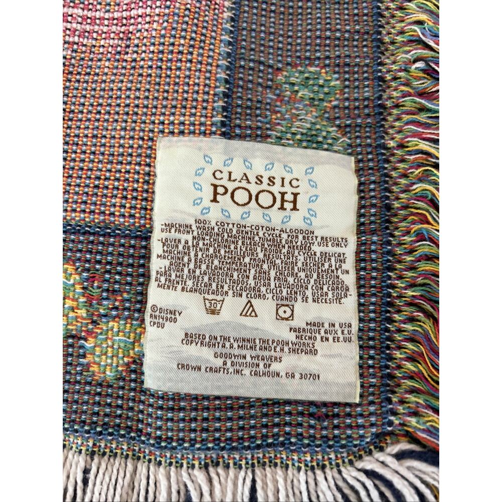Vtg Disney Classic Pooh Woven Tapestry Throw Blanket Christopher Robin 49”x46” - Picture 9 of 9